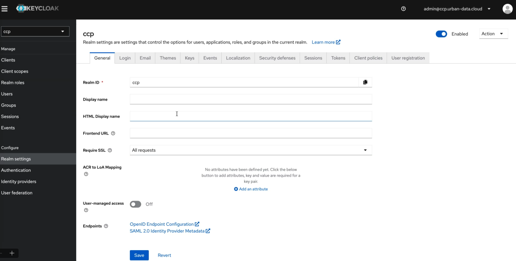 Keycloak Realm Settings